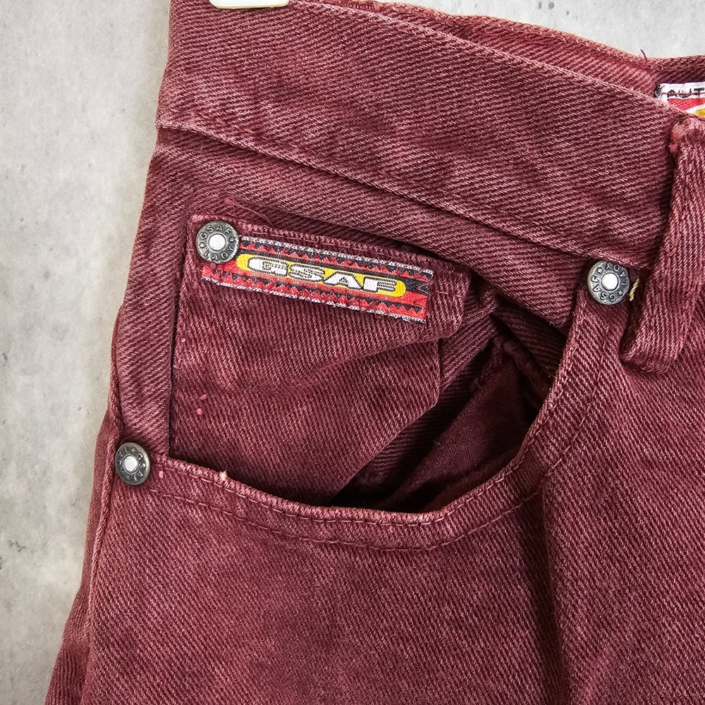 Vintage 90s GSAF High Waist Mom Jeans Burgundy Red Tapered Leg Denim Mexico Sz 6 - Picture 6 of 14